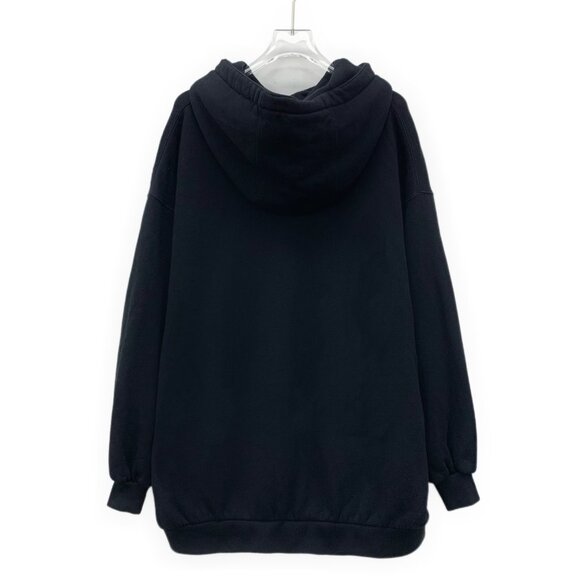 EM0060 Gucci black logo embroidered hooded drawstring long-sleeved sweatshirt XS - Picture 2 of 7